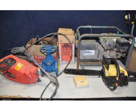 A STEPHILL GENERATOR with five hp Honda GX140 engine (UNTESTED but engine pulling freely), Mcculloch G30 chainsaw (UNTESTED e