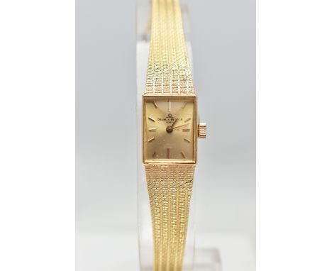 A 'BAUME &amp; MERCIER' WRISTWATCH, hand wound movement, rectangular dial signed 'Baume &amp; Mercier' Geneve, baton markers,