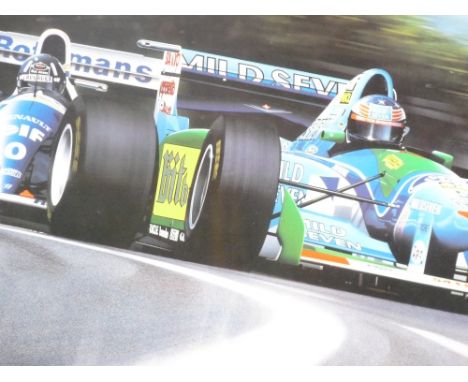 GAVIN MACLEOD limited edition (195/425) print 1994 - titled 'Michael Schumacher - Down to the Wire', signed in pencil, 52 x 7