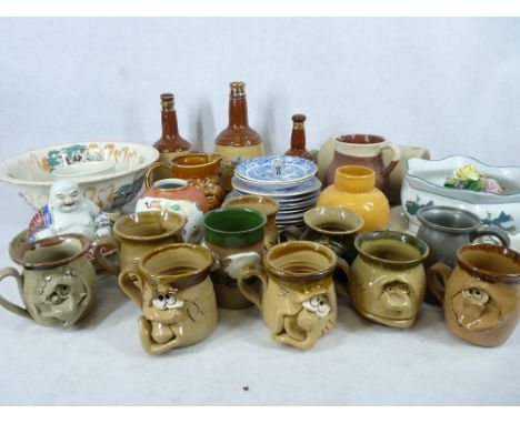 WADE WHISKEY DECANTERS, Sunderland lustre 'Sailor's Farewell Ball', Ugly pottery mugs, Blue &amp; White ware, ETC (2 boxes)
