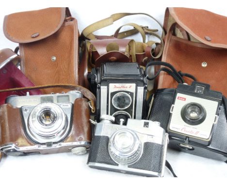 CAMERAS - Kodak Retinette, Bencini Comet S, Kodak Duaflex II and a Brownie