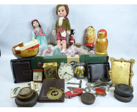 MIXED TOYS &amp; COLLECTABLES including Russian graduated dolls, leather wallets, AA badge, Fisher Price pocket camera, quant