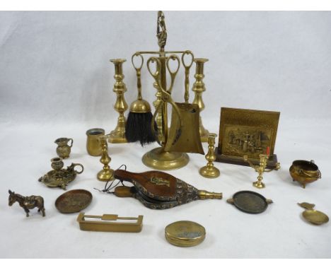 VINTAGE &amp; LATER BRASSWARE to include an oval brass snuff box inscribed 'Richard Griffiths, Tan y Fryn, Llandegai'