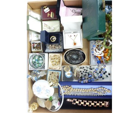 VINTAGE &amp; LATER COSTUME JEWELLERY, collectable scent bottles, Masonic badges, ETC to include Venetian glass and agate typ