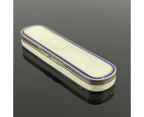 A twentieth-century Continental Art Deco style silver and enamel toothpick box, of rounded rectangular form, the body decorat