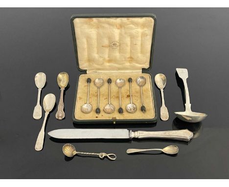 A Victorian provincial silver fiddle pattern sauce ladle, with armorial crest, Lister &amp; Sons (William Lister I, Clement L