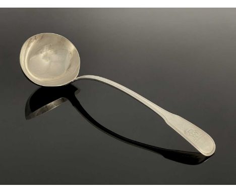 A George III fiddle and thread with shoulders pattern soup ladle, with armorial crest, William Eley I, William Fearn &amp; Wi