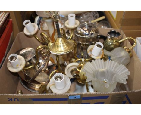 		Metalware to include light fitments, silver plate etc.