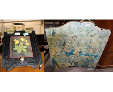 		A toleware coal box and a firescreen 