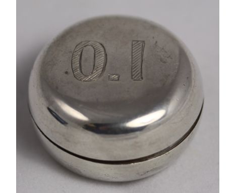 		A Victorian silver patch box of round form and screw cover. Maker: Sidney Blunt and Frederick Dendy Wray. London 1889. C.R.