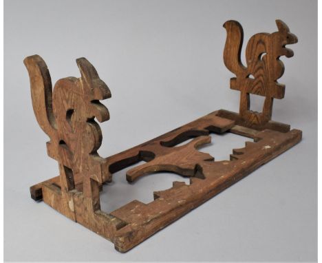 An Edwardian Fret Cut Book Trough with Hinged End Panels in the Form of Squirrels, 34cm Wide 