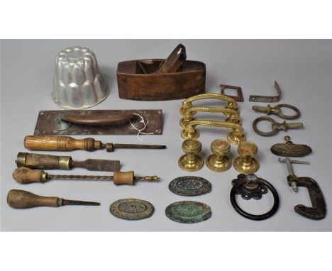 A Collection of Vintage Tools, Jelly Mould, Door Furniture etc 