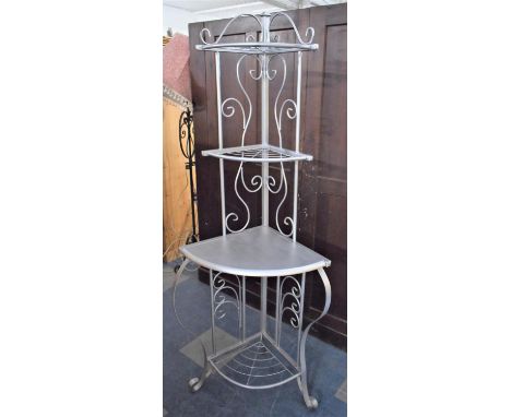 A Modern Wrought Iron three Shelf Corner Whatnot, 69cm wide 