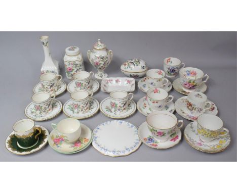 A Collection of Various China to Comprise Aynsley Pembroke Coffee Cans and Saucers, Tea Caddy, Urn, Vase, Box etc, Shelley Cu