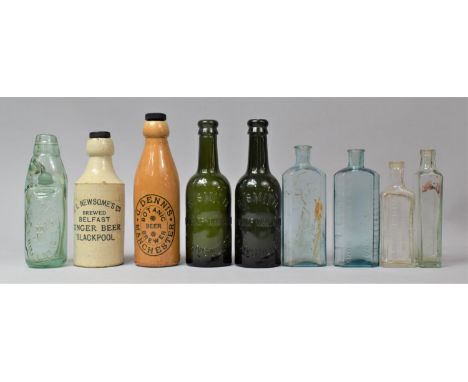 A Collection of Various Vintage Bottles to Include Stoneware Ginger Beer, Marble Stop etc 