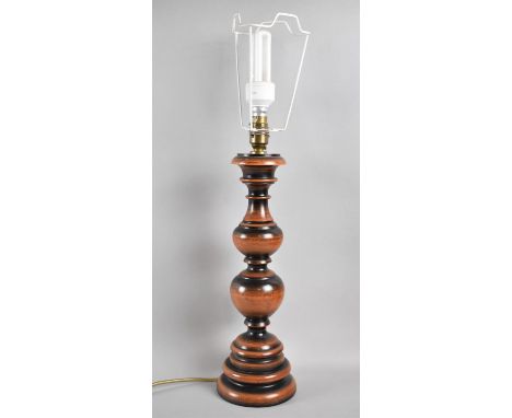 A Mid 20th Century Turned Wooden Table Lamp, no Shade 