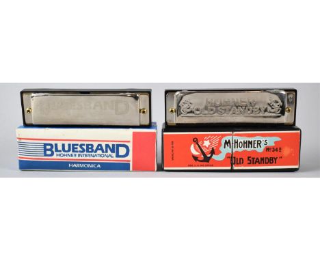 A Blues Band Harmonica in Original Cardboard Box and a Hohner's Old Standby 