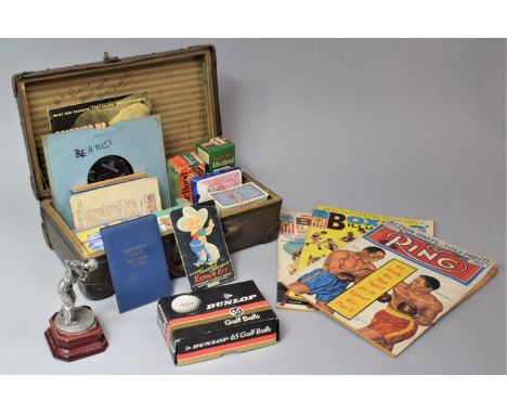 A Collection of Vintage Playing Cards, 1965/70 Boxing Magazines, Beatles 45rpm Help, Brooke Bond Dividend Tea etc 