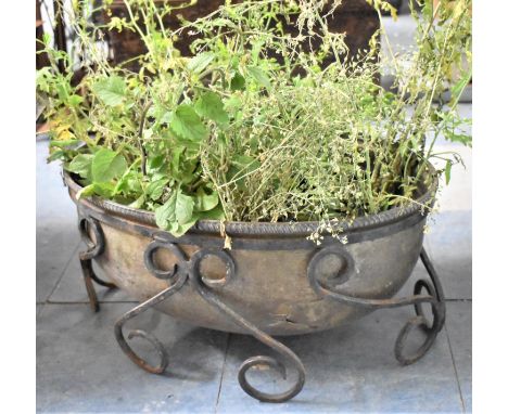 A Modern Wrought Iron Oval Planter, 51cm wide 