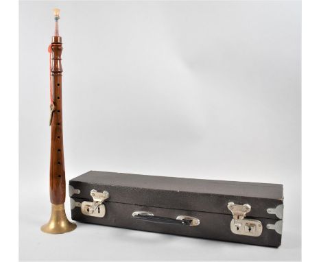 A Rectangular Musical Instrument Case Containing a Musical Pipe, 44cm Long 