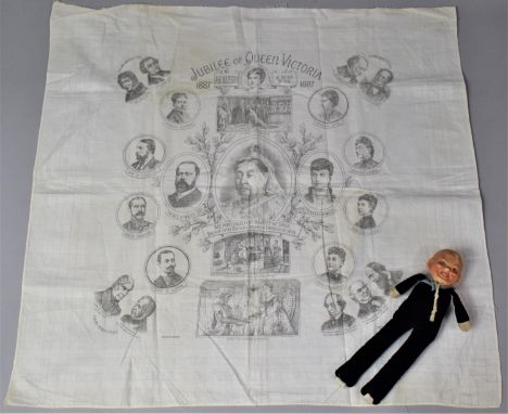A Vintage Sailor Doll and Printed Victoria Jubilee Panel 