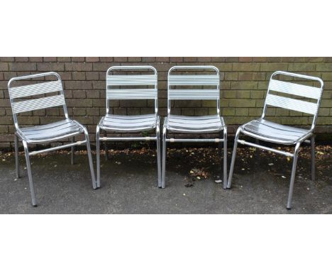 A Collection of Four Metal Ladder Back Garden Chairs 