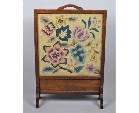 An Edwardian Mahogany Tapestry Fire Screen, 51cm wide 