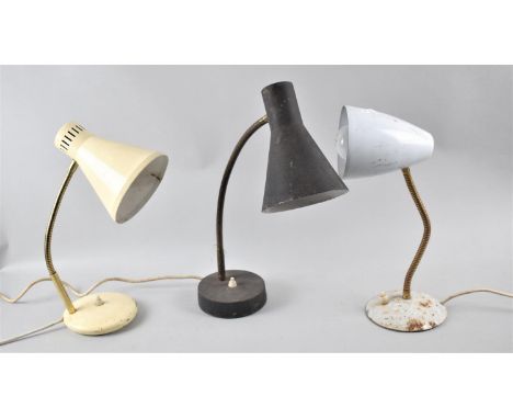 A Collection of Three Vintage Adjustable Desktop Reading Lamps 