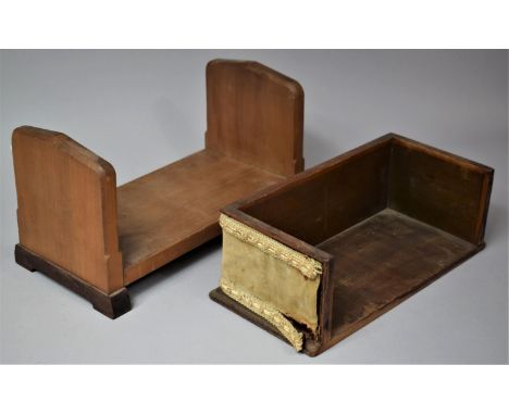 Two Vintage Wooden Book Troughs, 31cm wide, One in need of Attention 