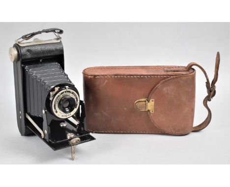A Vintage Leather Cased Kodak Brownie Six-20 Folding Camera 