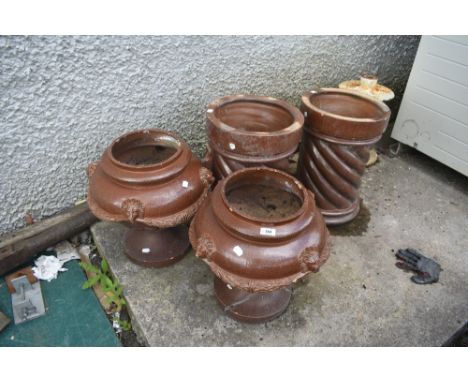 A selection of vintage saltglazed urns/planter