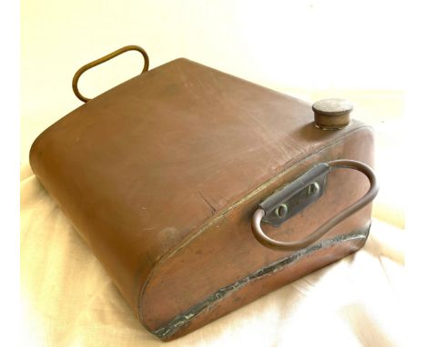 Vintage copper hot water bottle, approximate measurements: Width 13.5 inches, Height 4.5 inches 