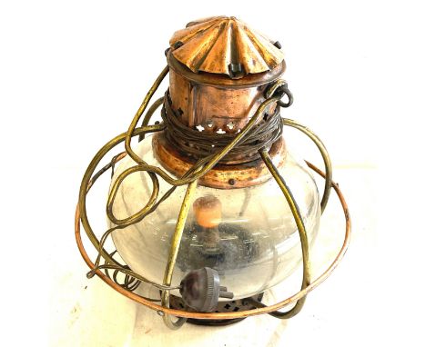 Vintage brass and cooper hanging light fitting 