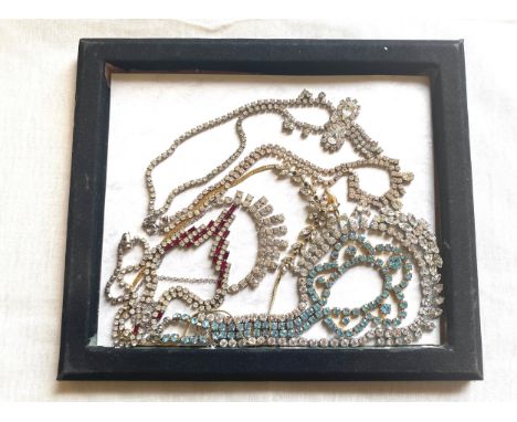 7 Vintage stone set necklaces 