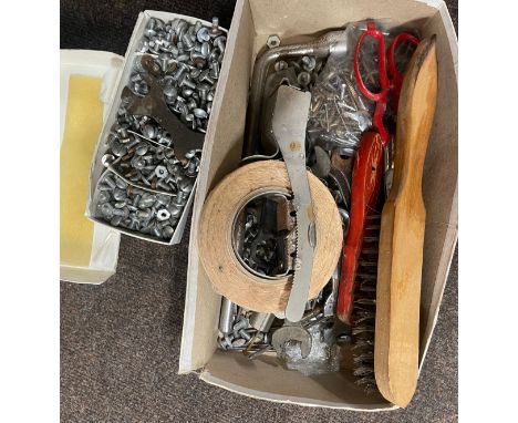 Large selection of assorted tools includes nuts, bolts etc 