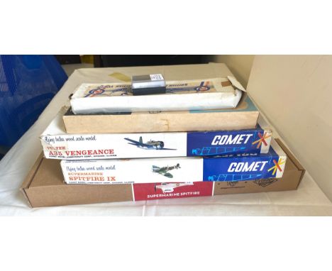 5 Boxes of vintage plane kits, 1 started 