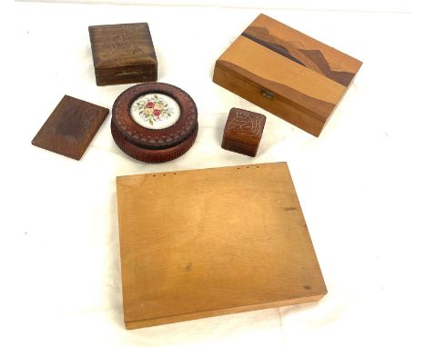 Selection of vintage and later wooden boxes 