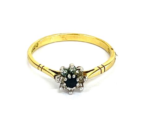 18ct gold, diamond and sapphire ladies ring, approximate weight 2.9g 