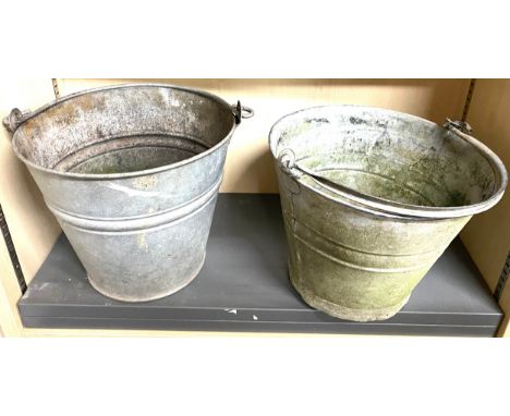 2 Vintage galvanished water buckets 