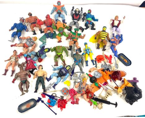 Selection vintage and later childrens toys to include Wrestlers, Mattel 1980's He-man figures, rambo etc, all played with con