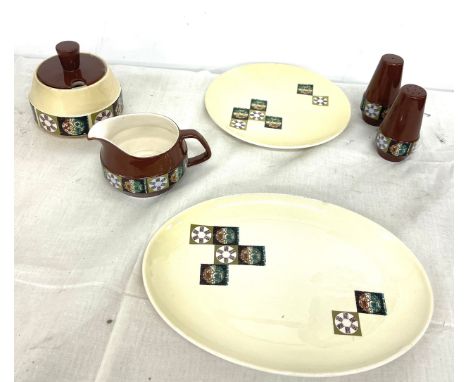 Selection Carltonware to include 2 plates, Salt and Pepper pots, gravy and sugar pot 