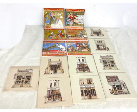 Selection vintage advertising ceramic tiles, each tile measures approximately 6 inches square 