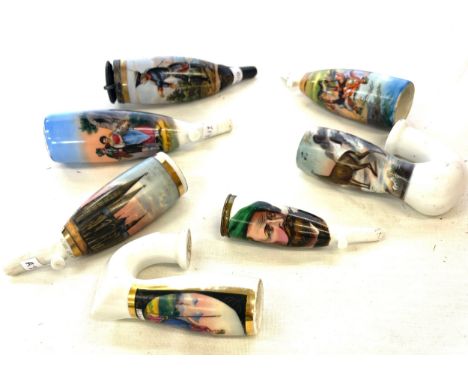 Collection of antique German porcelain pipe bowls 