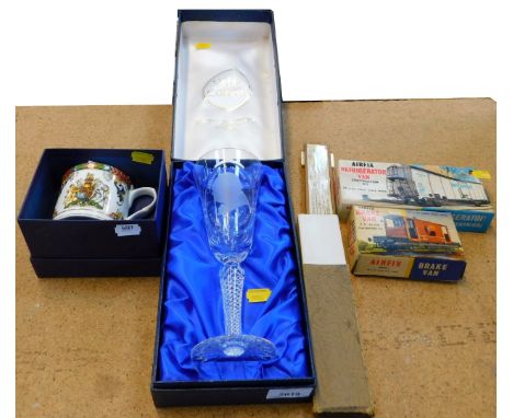 Two Airfix models, in boxes, one of a break van, one a refrigerator van, a Webb Corbett Fine English crystal hand cut glass c