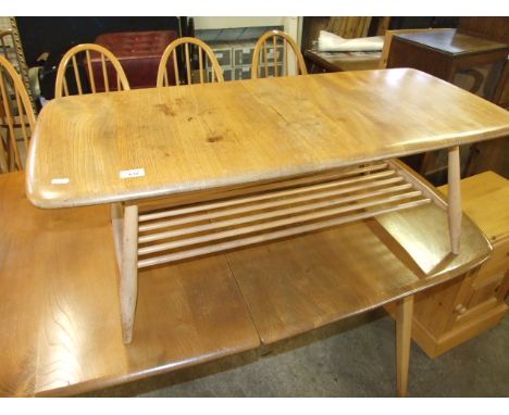 ERCOL COFFEE TABLE WITH MAGAZINE SHELF BELOW 