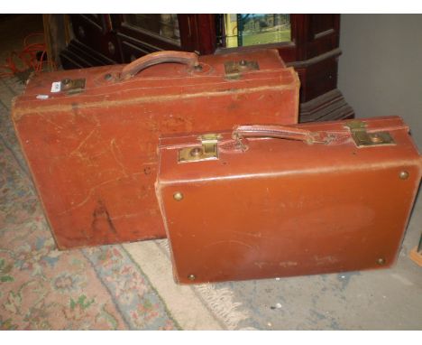 2 VINTAGE LEATHER SUITCASES 