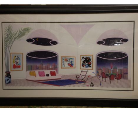 FRAMED LIMITED PRINT BY FRANCOIS LEDAN (FANCH) TITLED 'OVAL LOUNGE' 174/495 (120X72)CM