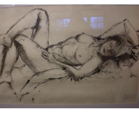 HAND FINISHED ORIGINAL LITHOGRAPH OF NUDE LADY BY M DEGRID HAYWARD? (SEE PICTURE FOR SIGNATURE) 2014 1 OF 1, GILT FRAMED (65 