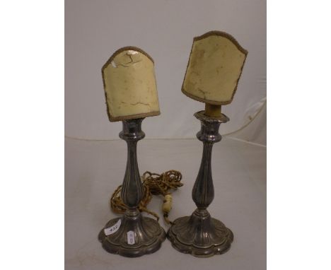PAIR OF VINTAGE WHITE METAL ELECTRIC CANDLE STICKS ( DISPLAY ITEM ONLY) 