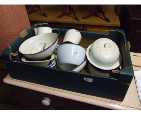BOX OF ENAMEL WARE